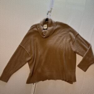 Aerie Camel Brown Chenille Knit Turtleneck Oversized Sweater XL Winter Fall